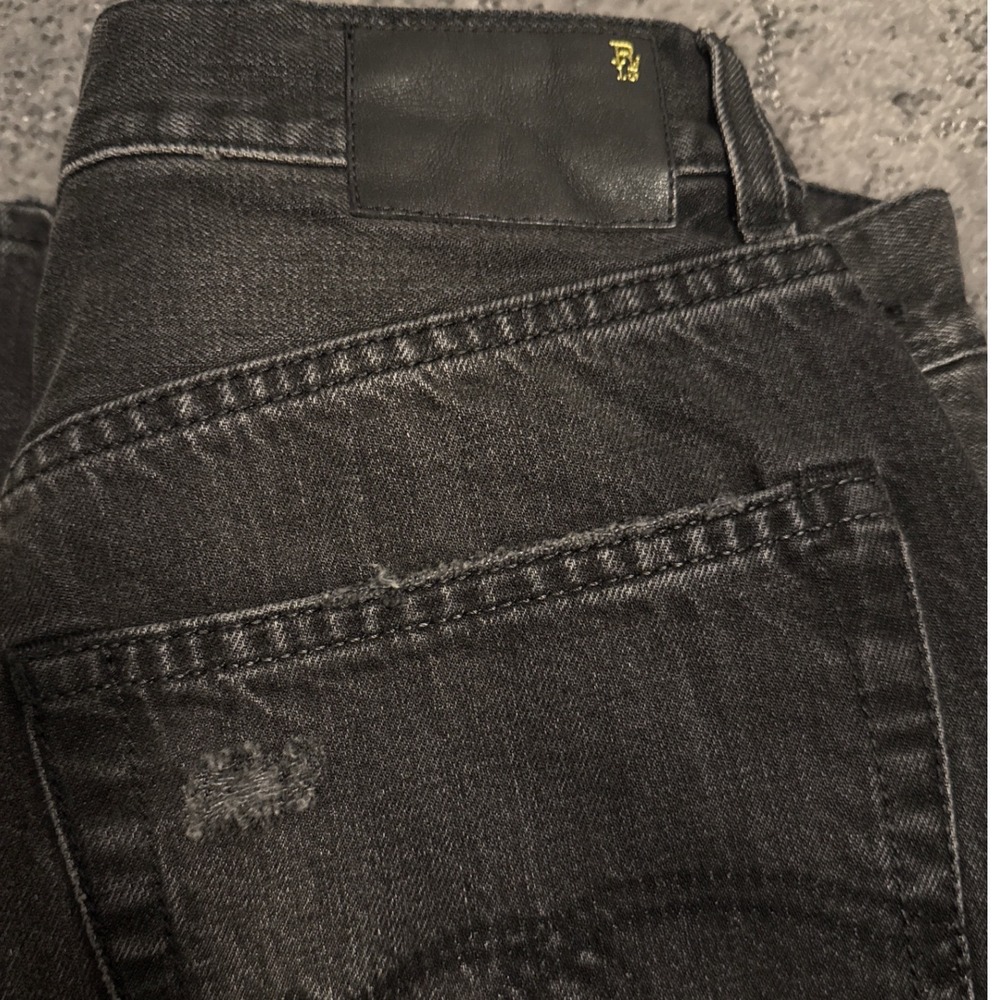 R13 Wilson Black Crop Wide Leg Jeans High Rise Pleated Denim Size 27 NEW - Picture 7 of 7